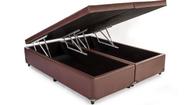 Cama Box Baú Queen Bipartido Sintético Marrom 158x198x42