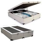 Cama Box Baú Queen Bipartido Sintético Mega Cama Branco 158x198x45cm