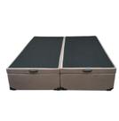 Cama Box Baú Queen Bipartido Suede Bege, Imperium do Sono, Estrutura Reforçada, Com Pistão A Gás, Espaço Extra para Armazenar