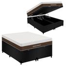 Cama Box Baú Queen Bipartido Suede + Colchão Molas Ensacadas Royal Sleep Elegance 158x198x72