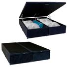 Cama Box Baú Queen Bipartido Suede Mega Cama Preto 158x198x45cm