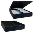 Cama Box Baú Queen Bipartido Suede Mega Cama Preto 158x198x45cm Cama Box Baú Queen Bipartido Suede Mega Cama Preto 158x198x45cm