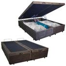 Cama Box Baú Queen Bipartido Suede Serene Marrom 158x198x44