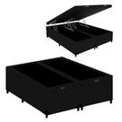 Cama Box Baú Queen Bipartido Turca Suede Preto 158x198x41