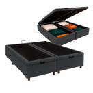 Cama Box Bau Queen Blindado Nature Cinza 158x198 Cama Box Bau Queen Blindado Nature Cinza 158x198