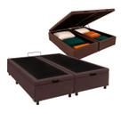 Cama Box Bau Queen Blindado Nature Marrom 158x198