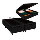 Cama Box Bau Queen Blindado Nature Preto 158x198 Cama Box Bau Queen Blindado Nature Preto 158x198