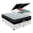 Cama Box Baú Queen Branco + Colchão Elegant Molas Ensacadas Ortobom