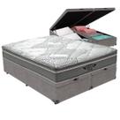 Cama Box Baú Queen Cinza e Colchão Ibiza Molas V-Tech