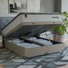 Cama Box Baú Queen Colchão Comfort Class Pillow Top Branco suede Bege Cama Box Baú Queen Colchão Comfort Class Pillow Top Branco suede Bege