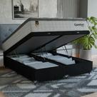 Cama Box Baú Queen + Colchão Comfort Class Pillow Top Branco/suede Preto
