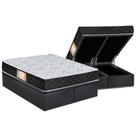 Cama Box Baú Queen: Colchão Espuma Castor D23 Sleep Max Duplo + Base CRC Suede Gray(158x198)