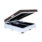 Cama Box Baú Queen Colchão Espuma D45 Bordado + Box Bipartido Sintético Branco Serra Negra 67x158x198