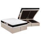 Cama Box Baú Queen: Colchão Espuma D45 Castor Black e White Air Double Face + Base CRC Suede Clean(158x198)