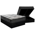 Cama Box Baú Queen: Colchão Espuma D45 Paropas Pasquale Wave Black + Base CRC Suede Black (158x198)