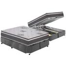Cama Box Baú Queen: Colchão Espuma Polar D33 Pérola Premium Euro Pillow + Base CRC Suede Gray(158x198)