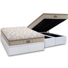 Cama Box Baú Queen: Colchão Espuma Probel D33 / AG65 Guarda Costas Extreme Resistence Pillow Top + Base CRC Courano White(158x198)