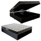 Cama Box Baú Queen Colchão Mola Bonnel Belos Sonhos + Box Sintético 69x158x198 Preto