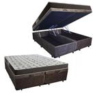 Cama Box Baú Queen Colchão Mola Ensacada Belos Sonhos + Box Suede 65x158x198 Marrom