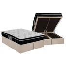 Cama Box Baú Queen: Colchão Molas Bonnel Ortobom Nanolastic Physical + Base CRC Suede Clean(158x198)