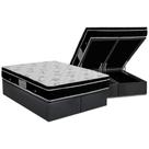 Cama Box Baú Queen: Colchão Molas Bonnel Ortobom Nanolastic Physical + Base CRC Suede Gray(158x198)
