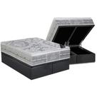 Cama Box Baú Queen: Colchão Molas Castor Pocket Super Luxo Látex SLX + Base CRC Suede Cinza(158x198)