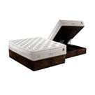 Cama Box Baú Queen: Colchão Molas MasterPocket Ensacadas Anjos Impressione + Base CRC Suede Brown(158x198)