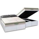 Cama Box Baú Queen: Colchão Molas MasterPocket Ensacadas Paropas Coliseu + Base CRC Suede White (158x198)