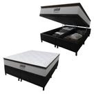 Cama Box Baú Queen Colchão Molas Pocket Ensacadas Tower 158x198x75cm Branco-preto Gazin Branc-marr