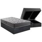 Cama Box Baú Queen: Colchão Ortopédico Herval D28 / AG65 Black + Base CRC Suede Gray (158x198)