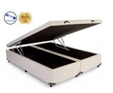 Cama Box Baú Queen Premier Suede Bege Bipartido Com Pistão A Gás - 158x198x41 Cama Box Baú Queen Premier Suede Bege Bipartido Com Pistão A Gás - 158x198x41