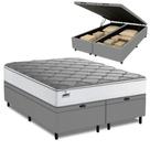 Cama Box Baú Queen Real Max Force Softgel 158x198x68cm - Suporta Até 200 Kg Por Pessoa Branco / Cinza