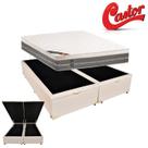Cama Box Baú Queen Sintético + Colchão Castor Premium com Euro Pillow e Molas Tecnopedic System 158x198x72