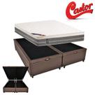 Cama Box Baú Queen Sintético + Colchão Castor Premium com Euro Pillow e Molas Tecnopedic System 158x198x72