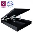 Cama Box Baú Queen size Bi partida em Suede preto com Pistão a gás - 158x198x35 Cama Box Baú Queen size Bi partida em Suede preto com Pistão a gás - 158x198x35
