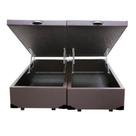 Cama Box Baú Queen Size Bipartido Sintético Marrom com Pistões a gás