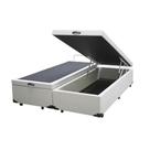 Cama Box Baú Queen Size Blindada Bipartido Branco com Pistões a gás