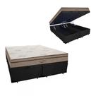 Cama Box Baú Queen Suede + Colchão Molas Ensacadas Pró Vida Ortobom 73X158X198
