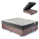 Cama Box Baú Queen Suede Marrom 158x198 com Colchão Adapto Molas Ensacadas Ecoflex Cama Box Baú Queen Suede Marrom 158x198 com Colchão Adapto Molas Ensacadas Ecoflex
