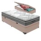 Cama Box Baú Solteirão Bege e Colchão Ibiza Molas V-Tech