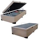 Cama Box Baú Solteirão Bege Sintético com Estrutura Reforçada 96x203x40 Empório Mathias