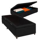 Cama Box Bau Solteirão Blindado Nature Preto 96x203