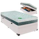 Cama Box Baú Solteirão e Colchão Aspen 24cm Molas Ensacadas Luckspuma Branco