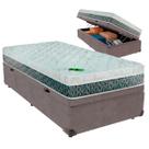 Cama Box Baú Solteirão e Colchão Aspen 24cm Molas Ensacadas Luckspuma Cinza