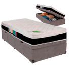 Cama Box Baú Solteirão e Colchão Roma Molas Ensacadas Luckspuma Cinza Cama Box Baú Solteirão e Colchão Roma Molas Ensacadas Luckspuma Cinza