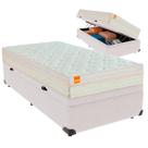 Cama Box Baú Solteirão e Colchão Tucson Molas Ensacadas Inducol Branco