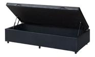 Cama Box Baú Solteirão King Blindado Sintético Preto 203X96X44 Cm