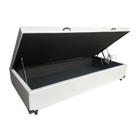 Cama Box Baú Solteirão King Sintético Branco Com Pistão A Gás, Estrutura Reforçada, Imperium do Sono