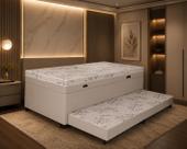 Cama Box Baú Solteiro 4 em 1 Conjugado Espuma D33 Auxiliar Bicama 88x188x52cm Vstore
