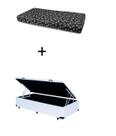Cama Box Baú Solteiro 88 - Bello Box Tecido Sintético Branco com Colchão New York Preto D28 - 100% Espuma - 54x88x188